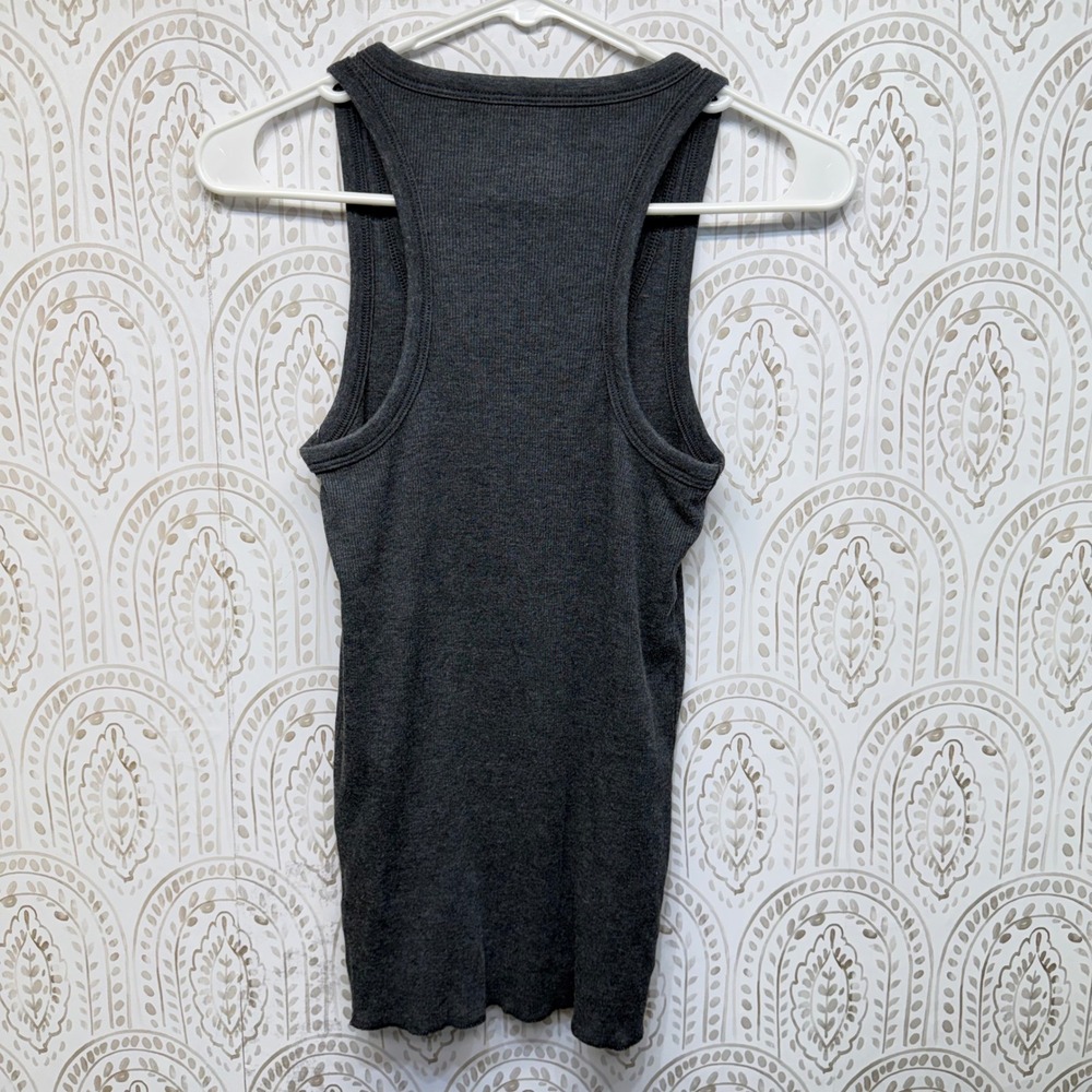 Aerie Tank Top Womens Small‎ Gray Ribbed Racerback Scoop Neck Cotton Blend NWT - Picture 2 of 6